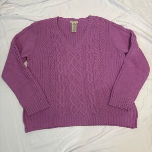 St. John’s Bay Cable Knit Sweater Sparkley Cotton Viscose Nylon Angora Blend